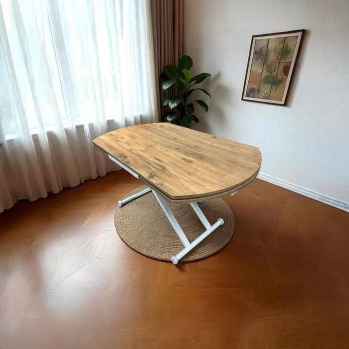 Hanah Home Yan Yari Oval - Mesa de Comedor Extensible, Pino y Blanco